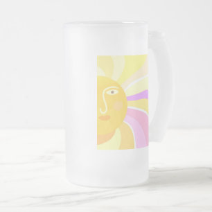 beautiful sun abstract painting frosted glass beer mug