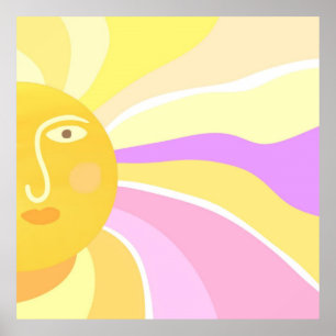 beautiful sun abstract painting poster
