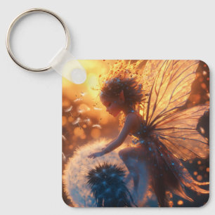 Beautiful Sun Fairy with Dandelion Key Ring