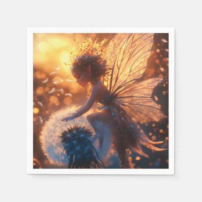 Beautiful Sun Fairy with Dandelion Napkin (Front)