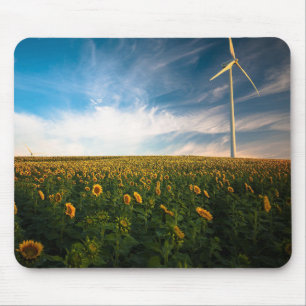 beautiful sun flowers field with cloudy blue sky a mouse mat