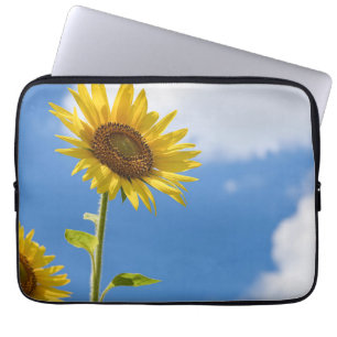 beautiful sun flowers with cloudy blue sky laptop sleeve