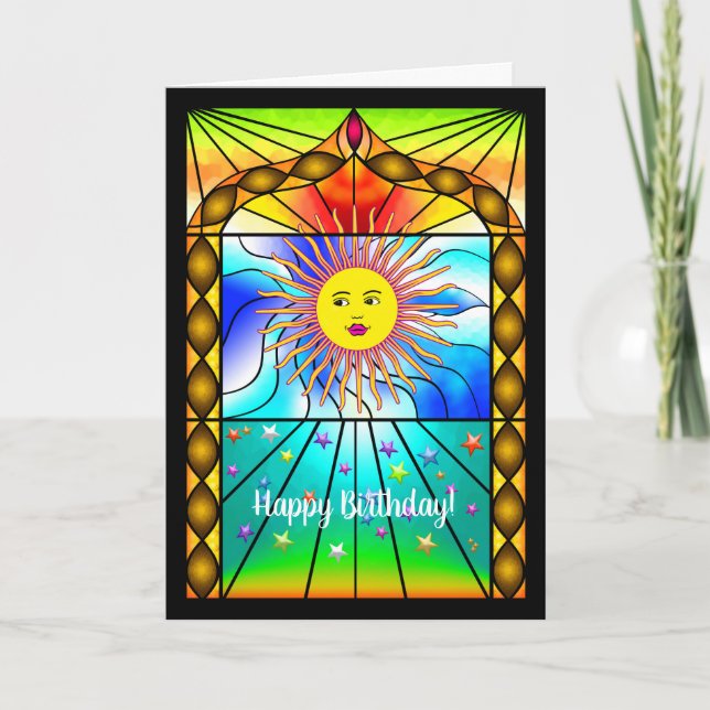 Beautiful Sun Stained Glass Church Window Card (Front)