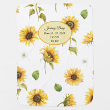 Beautiful Sunflower Baby Blanket Customisable