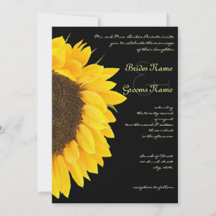 Beautiful Sunflower Black Wedding Invitation