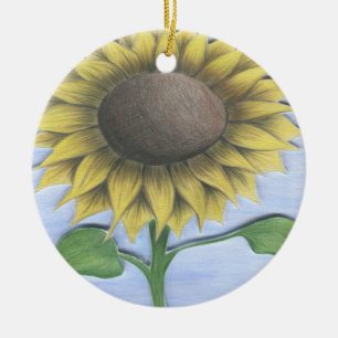 Beautiful Sunflower Drawing Ceramic Tree Decoration