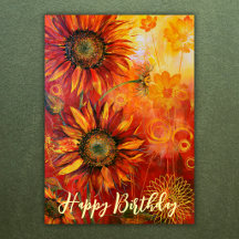 Beautiful Sunflower Floral Happy Birthday