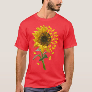 Beautiful Sunflower Horse Racing Flower Equestrian T-Shirt