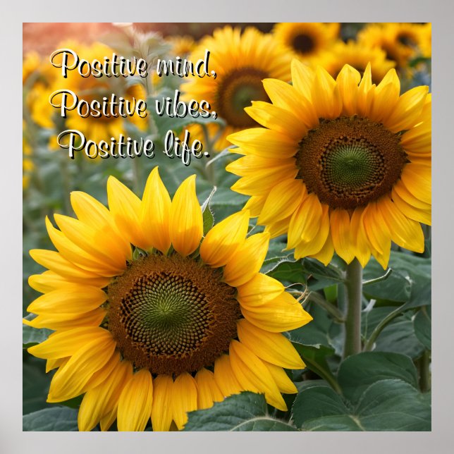 Beautiful Sunflower Landscape Personalised Quote Poster (Front)
