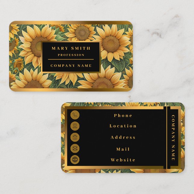 Beautiful Sunflower Modern Collection Business Card (Front/Back)