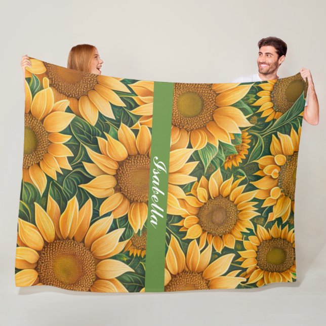 Beautiful Sunflower Modern Collection Fleece Blanket (In Situ)