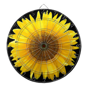 Beautiful Sunflower on Black Dart Board