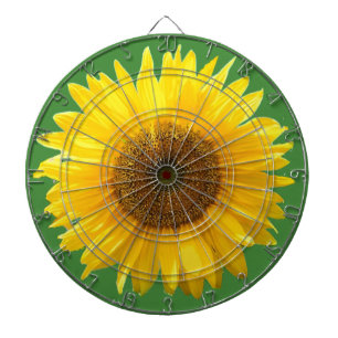 Beautiful Sunflower on Green Dartboard