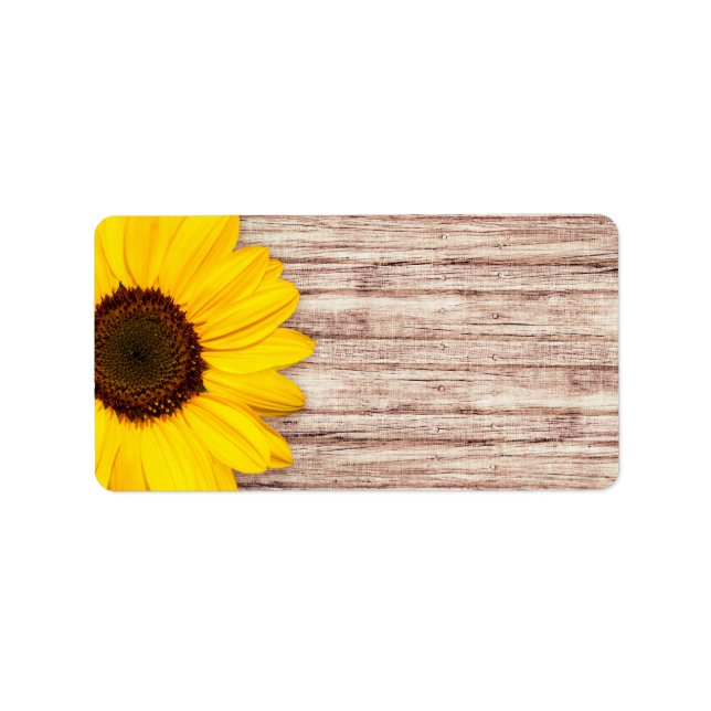 Beautiful sunflower on rustic barn wood blank label (Front)