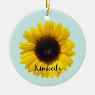Beautiful Sunflower Personalize With Name Ceramic Tree Decoration