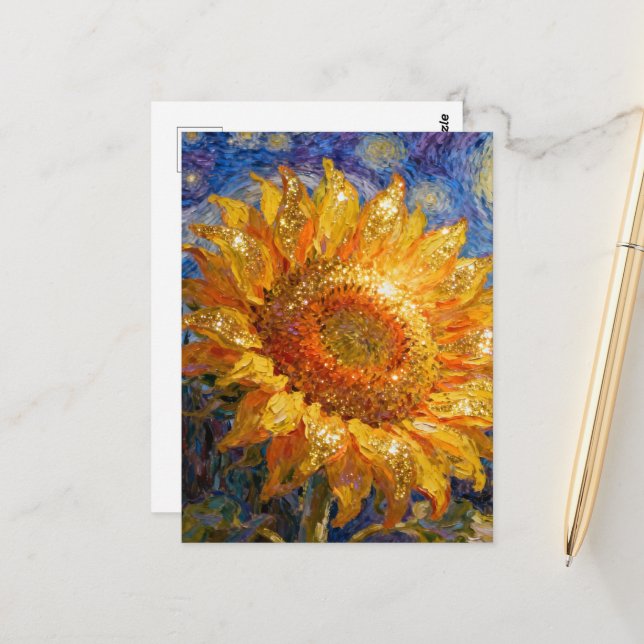 Beautiful Sunflower Postcard (Front/Back In Situ)