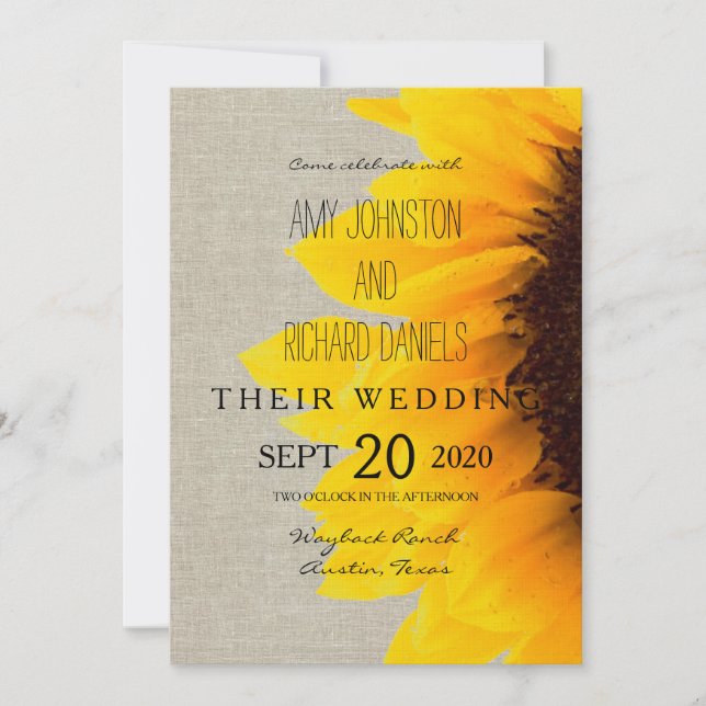 Beautiful Sunflower Rustic Wedding Invitation (Front)