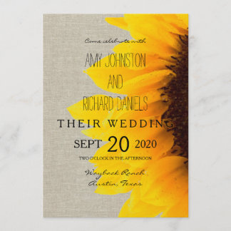 Beautiful Sunflower Rustic Wedding Invitation