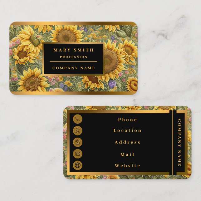 Beautiful Sunflower Trendy Collection Business Card (Front/Back)