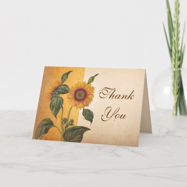 beautiful sunflower vintage thank you cards (Front)