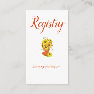 Beautiful Sunflower wedding registry Enclosure Card