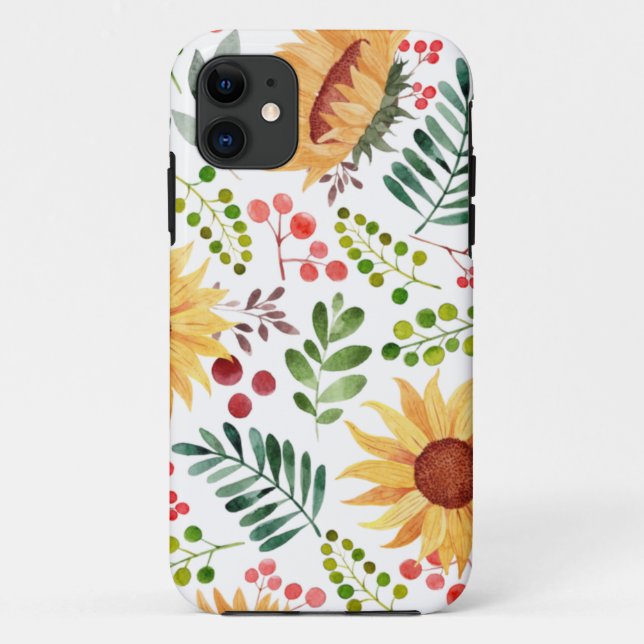 Beautiful Sunflowers and Berries Watercolor  Case-Mate iPhone Case (Back)