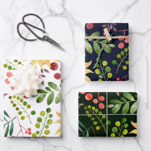 Beautiful Sunflowers and Berries Watercolor  Wrapping Paper Sheet