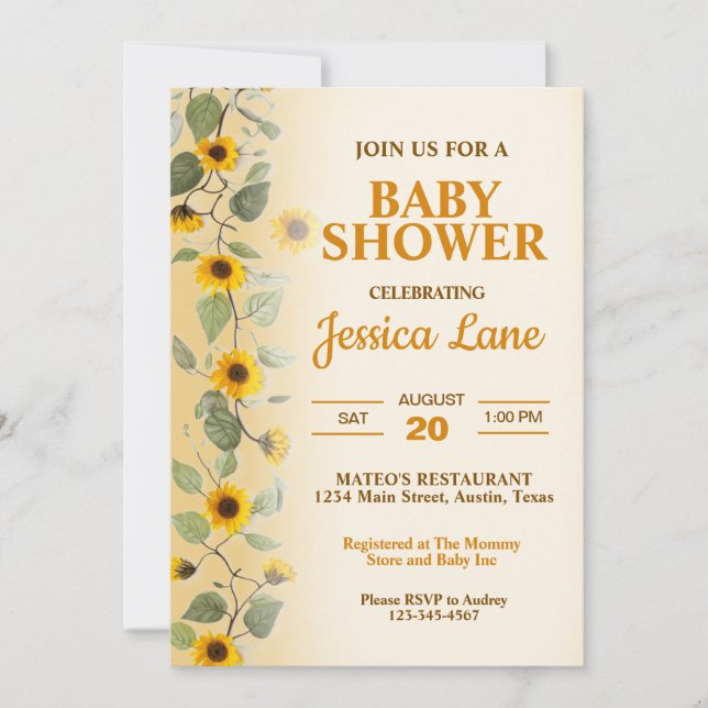 Beautiful Sunflowers Baby Shower Invitation (Front)