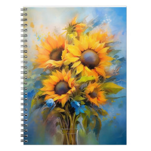 Beautiful Sunflowers Bouquet Nature Botanical Art Notebook