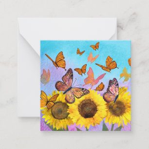 Beautiful Sunflowers Butterflies Flower Garden Card