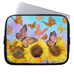 Beautiful Sunflowers Butterflies Flower Garden Laptop Sleeve