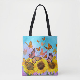 Beautiful Sunflowers Butterflies Flower Garden Tote Bag
