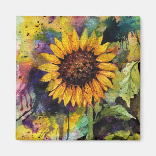 Beautiful Sunflowers In Watercolor Magnet
