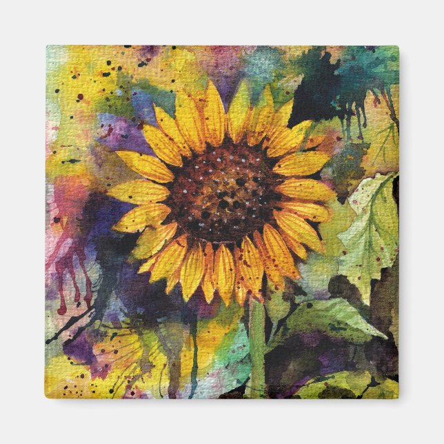Beautiful Sunflowers In Watercolor  Magnet (Front)