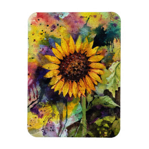 Beautiful Sunflowers In Watercolor  Magnet