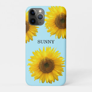 Beautiful Sunflowers on Light Blue iPhone 11 Pro Case