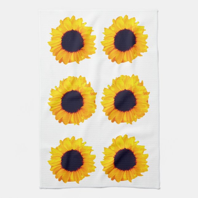 Beautiful Sunflowers Orange Black Yellow 4Nina Tea Towel (Vertical)