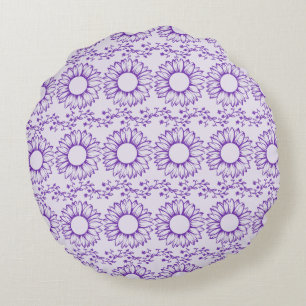 Beautiful Sunflowers Outline Round Cushion