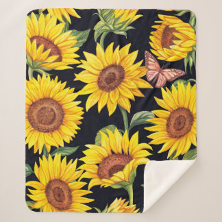 Beautiful Sunflowers pattern Sherpa Blanket
