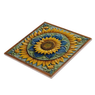Beautiful Sunflowers Trendy Collection Tile