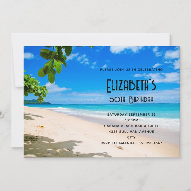 Beautiful Sunny Tropical Beach Photo Birthday Invitation (Front)