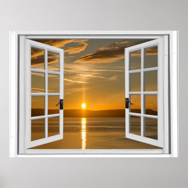 Beautiful Sunrise Artificial Window View Poster (Front)