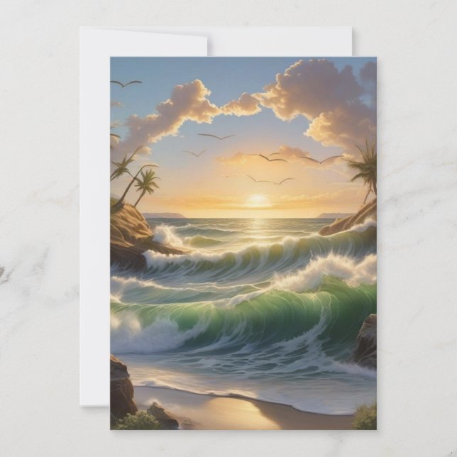 Beautiful Sunrise in Sea Thank You Card (Front)