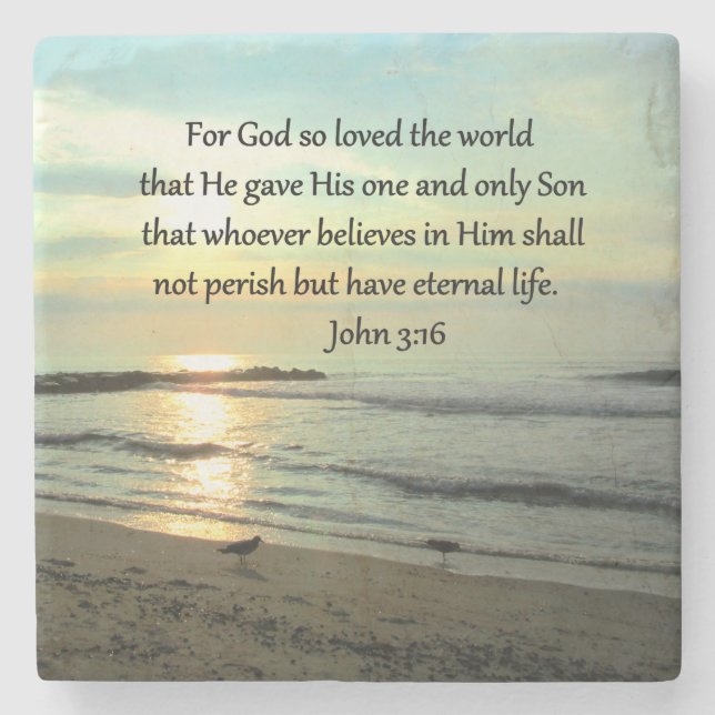 BEAUTIFUL SUNRISE JOHN 3:16 DESIGN STONE COASTER (Front)