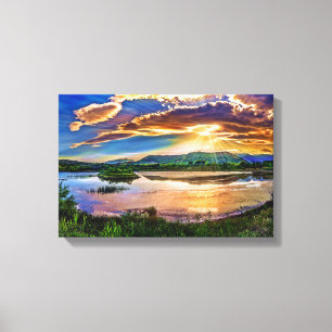 Beautiful Sunrise Mountains Reflections Canvas Print