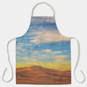 Beautiful Sunrise Over Sand Dunes On Wood Apron