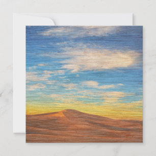 Beautiful Sunrise Over Sand Dunes On Wood Grain  Card