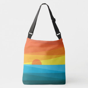 Beautiful Sunset and Sea Waves Crossbody Bag