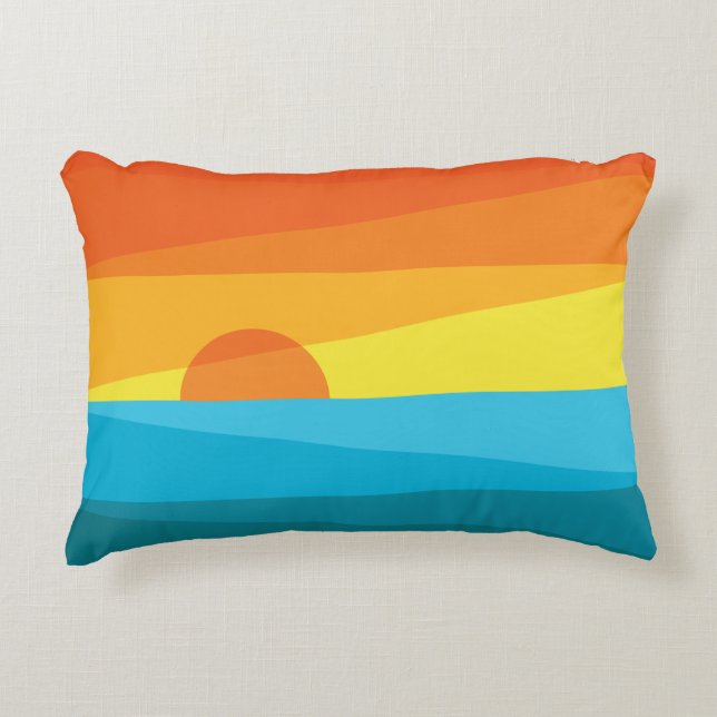 Beautiful Sunset and Sea Waves  Decorative Cushion (Front)