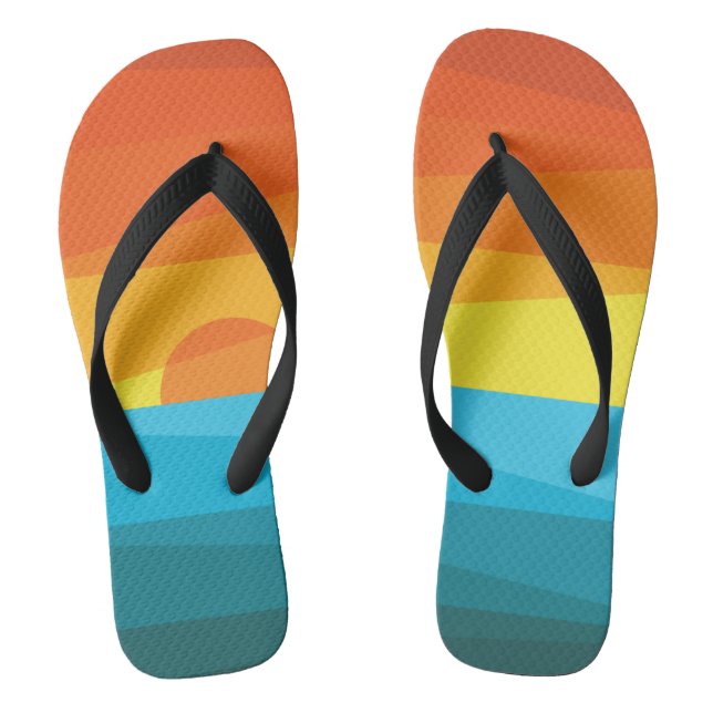 Beautiful Sunset and Sea Waves Flip Flops (Footbed)